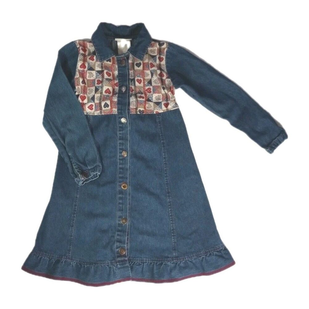 Vintage Bonnie Jean Long Sleeve Button Down Dress sz 6X Girls